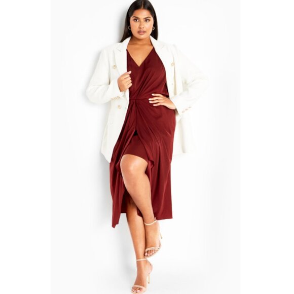 NWT City Chic Aubree Cabernet Drape Midi Dress 22 - Picture 2 of 13